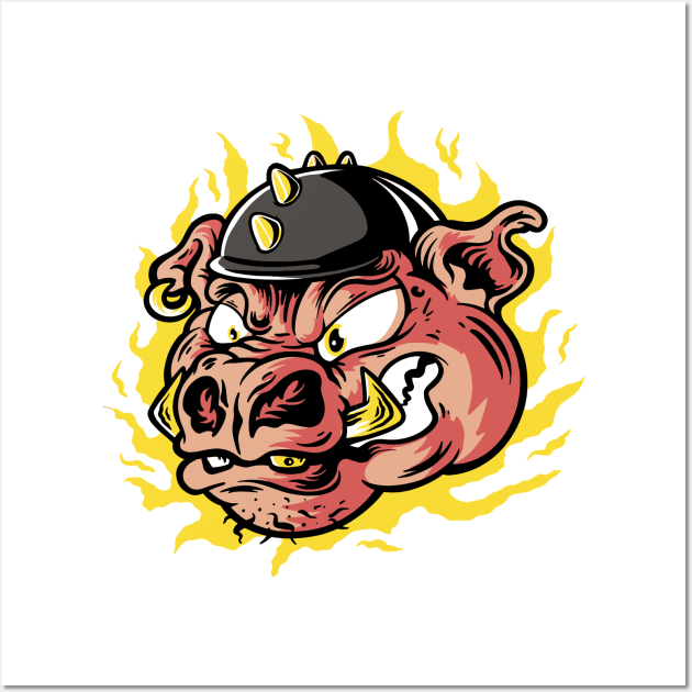 Biker Pig Head P R t shirt Wall Art by LindenDesigns